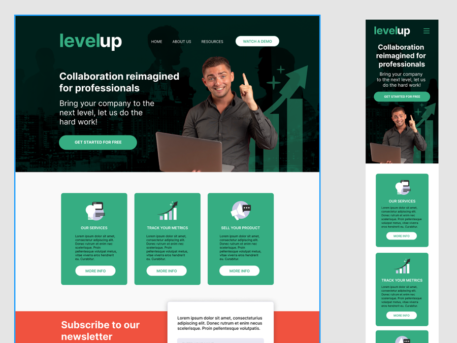 levelup landing page