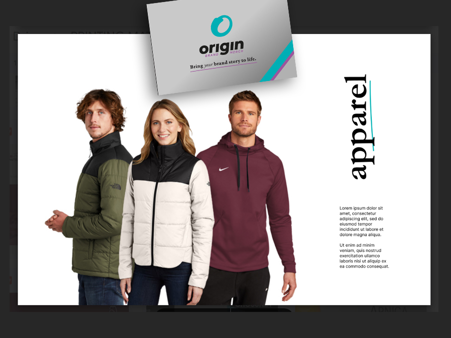origin brand merch booklet