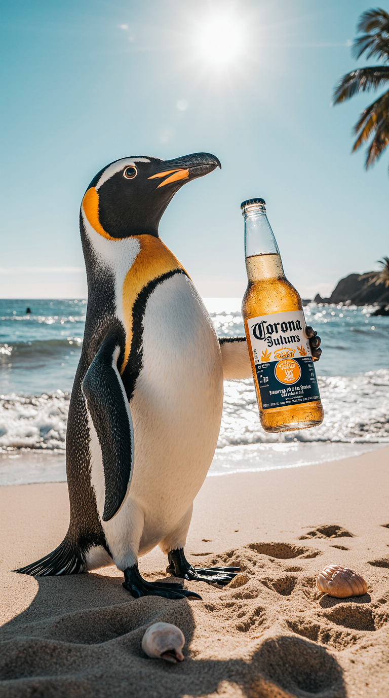 cerveza corona pinguino